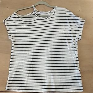 Stateside striped T-shirt with shoulder cutout